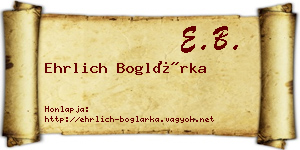 Ehrlich Boglárka névjegykártya